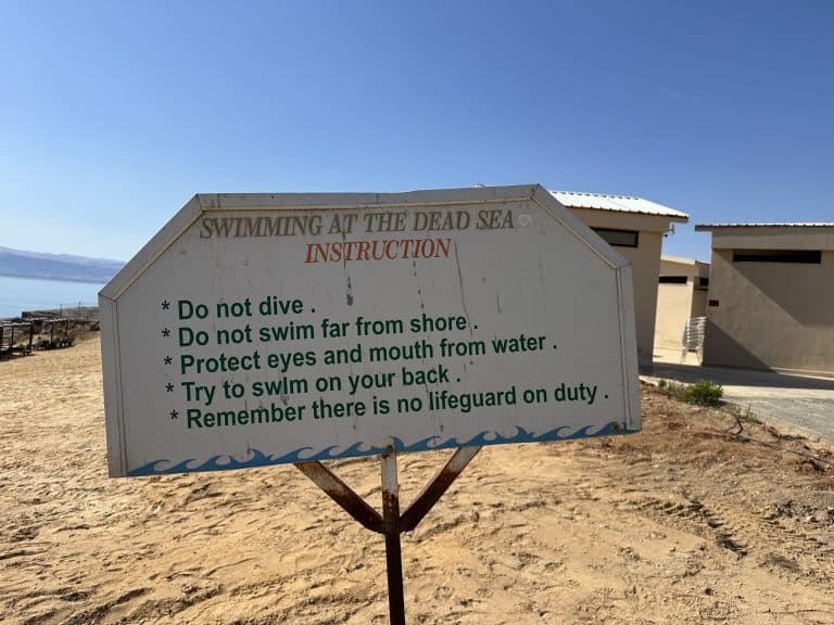 Dead Sea Beach Sign